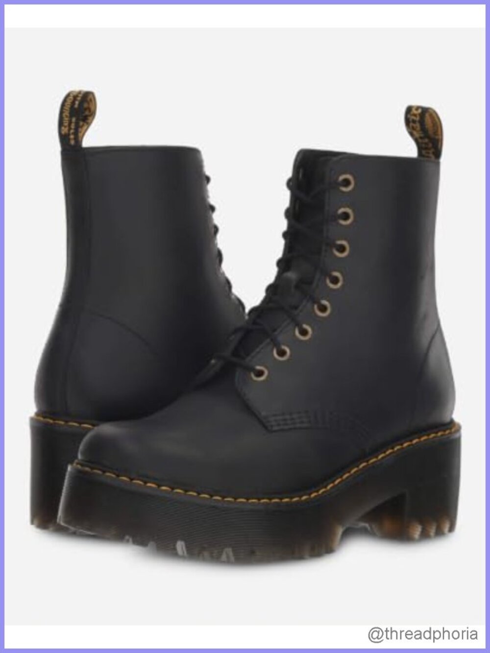 Dr. Martens Shriver Hi Leather Heeled Lace Up Boot Mid-Calf Block Heel